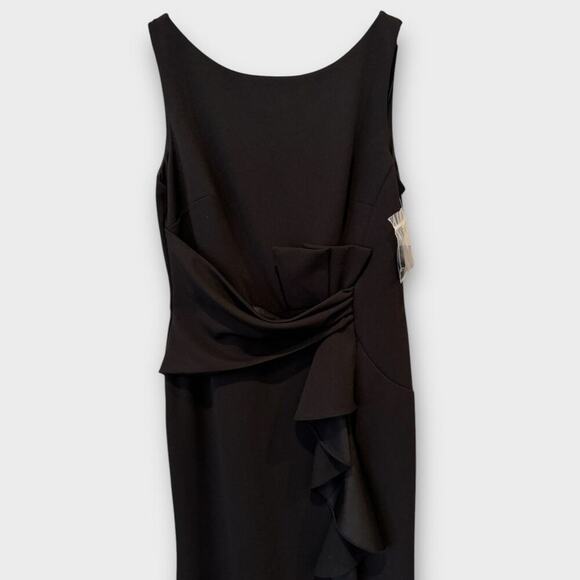 Betsy & Adam Christine Scuba Crepe Ruffle Bow Trumpet Gown Size 14 - Picture 4 of 8